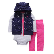 Conjunto de ropa Unisex para bebé recién nacido, chaqueta con capucha de manga larga a rayas + peleles + Pantalones, trajes para bebé niño y niña de 6 a 24 meses, 2019 2024 - compra barato