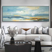 Pintura al óleo de paisaje de barco abstracto Natural sobre lienzo, carteles e impresiones, imagen artística de pared escandinava para sala de estar 2024 - compra barato