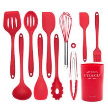 New Silicone Cooking Utensils Set Non-stick Spatula Soup Spoon Wooden Handle With Storage Box Kitchen Tools Set Gifts For Mother 2024 - buy cheap