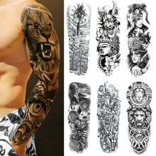 Татуировки с большими ручками для мужчин, черный тигр, Череп, водонепроницаемые Временные татуировки, наклейки для женщин, вспышка, поддельные татуировки, боди-арт 2024 - купить недорого