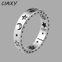 Ciaxy anel de prata esterlina 925, anel ajustável com smile, estrela e lua, joia simples 2024 - compre barato