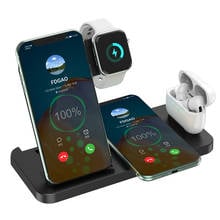 Беспроводное зарядное устройство FDGAO 15 Вт Qi для iPhone 11 XR X 8 Apple Watch 4 в 1, зарядная док-станция для Airpods Pro iWatch 2024 - купить недорого