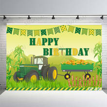 Tractor Happy Birthday Photography Backdrop Boy 1st Birthday Background Farm Start Harvest Corn Tractor Party Decorations Banner 2024 - buy cheap