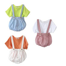 Infant Baby Girl Clothes Short Sleeve T-Shirts Tops Suspender Shorts Pants Overall Set Summer 2PCS Outfits Set 2024 - buy cheap