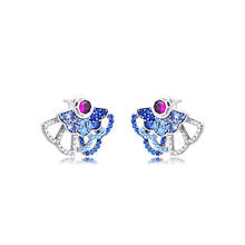 Brincos de prata 925, azul & rosa pedra fã declaração pino 925 brincos para mulheres prata esterlina 2020 joias finas 2024 - compre barato