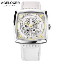 Swiss Brand AGELOCER Ladies Mechanical Watch Women Wristwatches Skeleton Square Watches Leather Strap Gift +BOX 5609A10 2024 - buy cheap