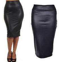 Fashion Skirts Sexy OL Women Black Faux Leather High Waist Knee Length Lady Pencil Skirt Office Slim Bodycon Plus Size юбка 2024 - buy cheap