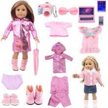 Roupas para bonecas, acessórios de bonecas da série rosa para bonecas estadunidenses de 18 tamanhos e 43 cm para bebês recém-nascidos, capa de chuva guarda-chuva 2024 - compre barato