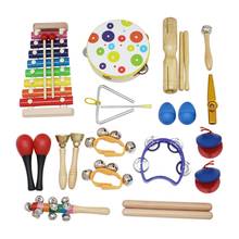 19Pcs Wooden Percussion Orff Rhythm Musical Instruments Toy Set Baby Kids Gift  Baby Playing Type Musical Instruments 2024 - buy cheap