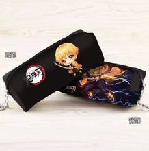 Anime Demon Slayer: Kimetsu no Yaiba PU Leather Pencil Bag Agatsuma Zenitsu School Storage Bag Zipper Cosmetic Bag 2024 - buy cheap