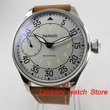 Parnis 44mm classic mens watch white dial  6497 hand winding movement-PM10 2024 - buy cheap