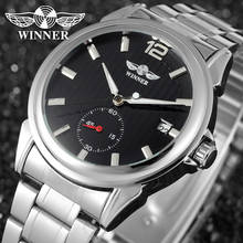 Winner novo relógio clássico masculino, relógio mecânico automático de aço inoxidável, pulseira de trabalho, sub-indicador, relógio de pulso casual 2024 - compre barato