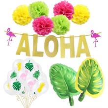 1Set Flamingo Aloha Tropical Party  anners /Turtle Leaf / Fruits Balloon For Birthday Wedding Decoration Hawaiian Party Supplies 2024 - compre barato