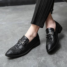 FIXSYS Leather Man Loafers Fashion Pointed-toe Oxford Shoes Mens Wedding Formal Shoes Crocodile Pattern Casual Business Shoes 2024 - buy cheap