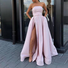 New arrival evening prom party dresses Vestido de Festa gown Robe De Soiree pink satin sexy strapless long gown formal dress 2024 - buy cheap