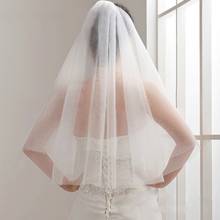 Wedding Veil Bridal Tulle Veils Comb Two Layers Short White Wedding Veils Cheap 2021 Ivory Bridal Veil 2024 - buy cheap