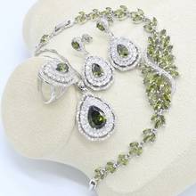 Green Olive Silver Color Jewelry Set for Women Wedding Birthday with Bracelet Earrings Necklace Pendant Ring Gift Box 2024 - buy cheap