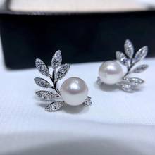 Pendientes de plata de ley 925 con diseño de hoja, piezas de joyería, accesorios para perlas, cuentas de ágata, Jade y Coral, piedras 2024 - compra barato