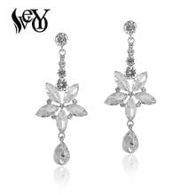 VEYO Bridal Jewelry Long Crystal Drop Earrings White Trendy Dangle Earrings For Women New 2024 - buy cheap