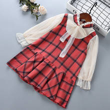 3-7 years High quality girl dress 2020 autumn new fashion casual plaid bow full sleeve kid children girl clothing princess dress 2024 - buy cheap