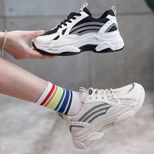 2020 весенние женские кроссовки на толстой подошве; обувь на платформе; повседневная обувь из дышащего сетчатого материала; модные кроссовки; tenis feminino; K02 2024 - купить недорого