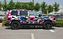 Adesivo de carro em vinil rosa, branco, preto, azul, com pixel grande, envolvimento de camuflagem em automotiva com liberação de ar 2024 - compre barato