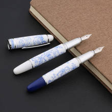 luxury High quality Blue and white Silver Smooth flowers M Fountain Pen INK PEN Stationery Office school supplies 2024 - buy cheap