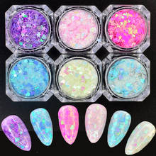 1 caixa de unhas glitter flocos sparkly 3d estrela lua em forma de coração colorido lantejoulas spangles polonês manicure unhas arte decorações 2024 - compre barato