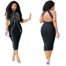 Summer sexy black dress back open sexy pencil bodycon dress hot drilling sexy women midi dress MK8805 2024 - buy cheap