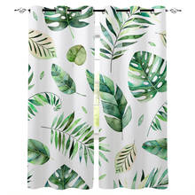 Folhas tropicais palmeira verde planta janela cortinas de casa decoração do quarto cozinha cortina painel para sala estar 2024 - compre barato