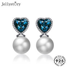 Jellystory-pendientes de plata de ley 925 con perlas en forma de corazón, joyería fina con piedras preciosas de zafiro, para mujeres 2024 - compra barato