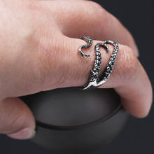 Титановая сталь кольца с Осьминогами Готический глубоководный монстр, кальмар, пальчиковые щупальцы кольцо в стиле панк; Бижутерия, подарок открыт, регулируемый размер 2024 - купить недорого