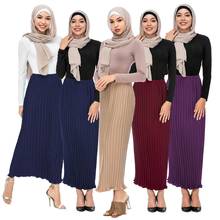 Мусульманское юбка Bodycon плиссированные облегающие платья Высокая талия длиной макси Для женщин карандаш юбка, суженная книзу до щиколотки Длина Костюмы однотонные Цвет Мода 2024 - купить недорого