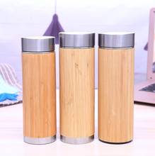 16oz Bamboo Stainless Steel Water Bottle Vacuum Insulated Coffee Travel Mug With Tea Infuser Strainer 2024 - buy cheap