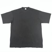 Dark Grey Garment-Washed Heavy Cotton Ripped T-Shirt Relaxed Fit Short Sleeve Raglan Tee Hip Hop Tops Streetwear 2024 - buy cheap