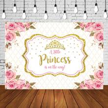 Royal Baby Shower Backdrop A Princess Is On Her Way Babyshower Background Girl Babyshower Poster Photography Booth Floral Banner 2024 - buy cheap