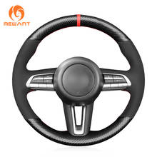 Mequer capas de volante em fibra de carbono, preta, pu, para mazda familiar cx30 2004-mazda 3 axela 2019-2020 2024 - compre barato