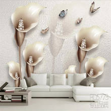 Milofi papel de parede 3d personalizado decorativo de parede mural três tamanhos joias calla flores sala de estar fundo pintura de decoração 2024 - compre barato