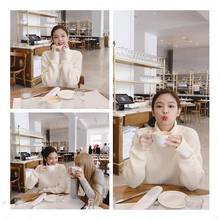 kpop Korean Celebrity same Korean sweet white high collar hoodies women harajuku streetwear knitting sweatshirts female clothes 2024 - buy cheap