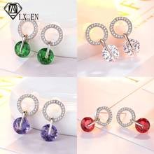 Classic Small Cute Round Zircon Women Stud Earrings with Silver Color Fashion Crystal Wedding Studs Korean Indian Jewlery 2024 - buy cheap