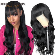 Rebecca-pelucas de cabello humano ondulado con flequillo, 180 de densidad, peluca de jengibre con flequillo, hecha a máquina, de color 2024 - compra barato