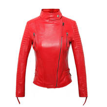 Chaqueta genuina De piel De oveja para mujer, chaquetas cortas ajustadas para motocicleta, chaqueta De cuero para primavera y otoño, MF151, 1229 2024 - compra barato