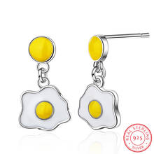 Pendientes de plata esterlina 925 con forma de huevo escalfado, joyería con diseño creativo de dibujos animados, SE185, novedad 2024 - compra barato