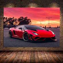 Supercars Wall Art Canvas Painting Gallardo Red Sunset Racing Cars Posters and Prints Pictures for Living Room Decor Unframed 2024 - buy cheap