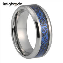 8mm Tungsten Carbide Blue Dragon Ring  Black Carbon Fiber Inlay For Fashion Lover Wedding Bands Beveled Polished Comfort Fit 2024 - buy cheap