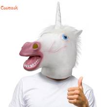 Cosmask Magical Unicorn Horse Mask Novelty Halloween Costume Party Unicorn Latex Animal Head Mask For Party 2024 - buy cheap