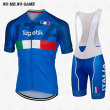 ITALIA national pro team men blue cycling jersey bib shorts set road bike clothes racing cycling clothing mountain bike jersey 2024 - buy cheap