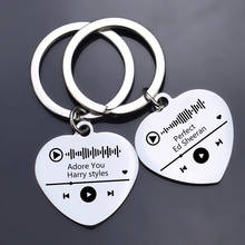 Custom Your Music Scan Code Keychain Customized Letter Stainless Steel Heart Pendant Keychain Personalized Text Keyring 2024 - buy cheap