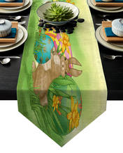 Camino de mesa con dibujos animados de Peter Rabbits, camino de mesa con bandera para fiesta en casa, mantel decorativo, camino de mesa, feliz día de Pascua 2024 - compra barato
