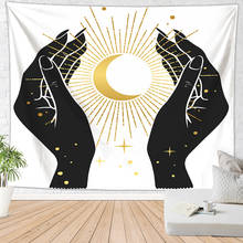 Black and White Hippie Trippy Tapestry Wall Hanging Sun Moon Hand Ouija Astrology Boho Mandala Wall Decor India Witchcraft Tapiz 2024 - buy cheap